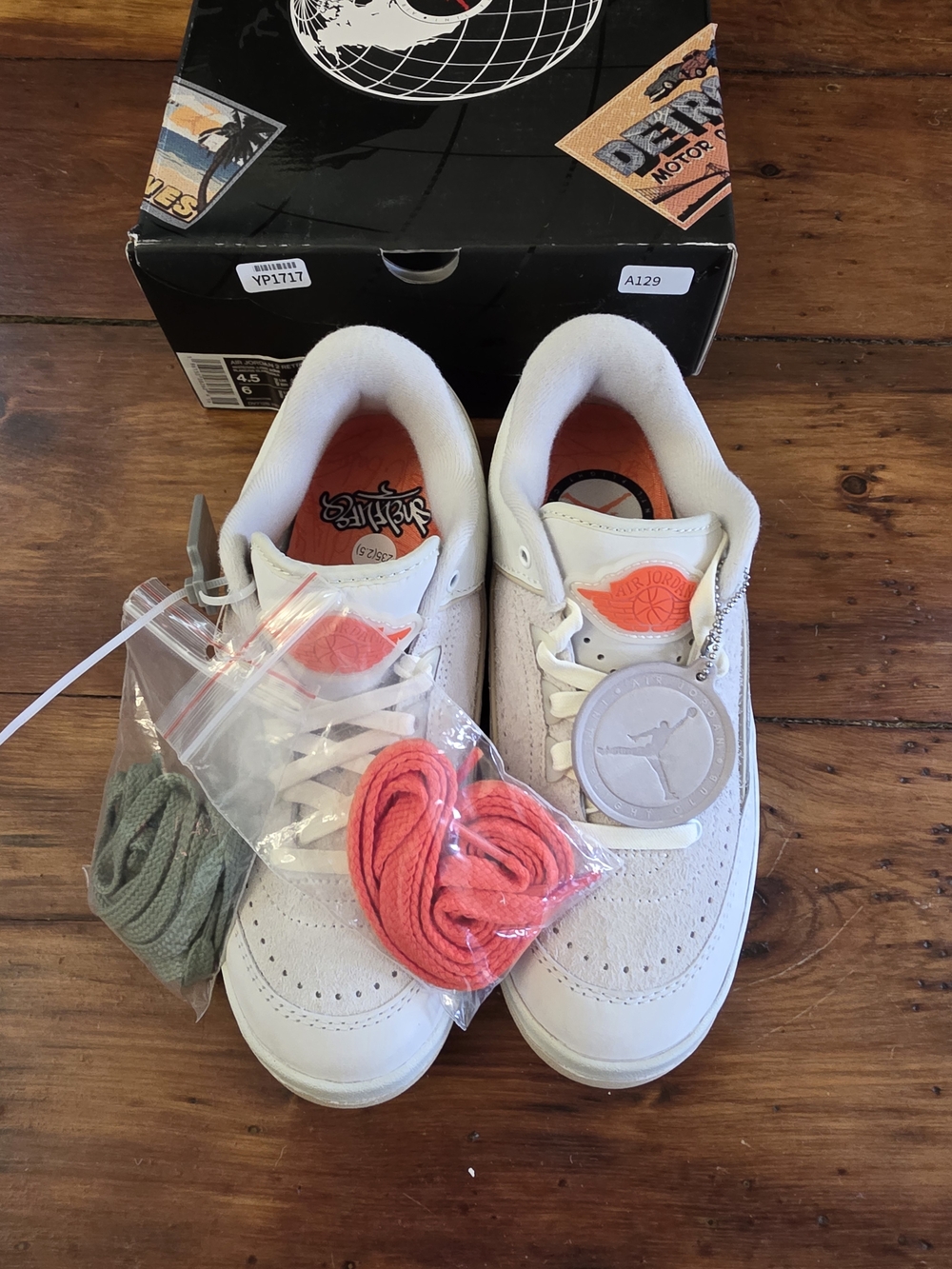 Nike Air Jordan 2 Retro Low Shelflife SP in White / Sail / Light Bone 4.5Y NEW